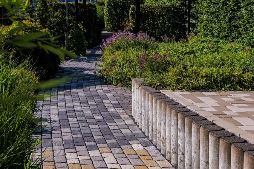 Landscaped path and garden feature